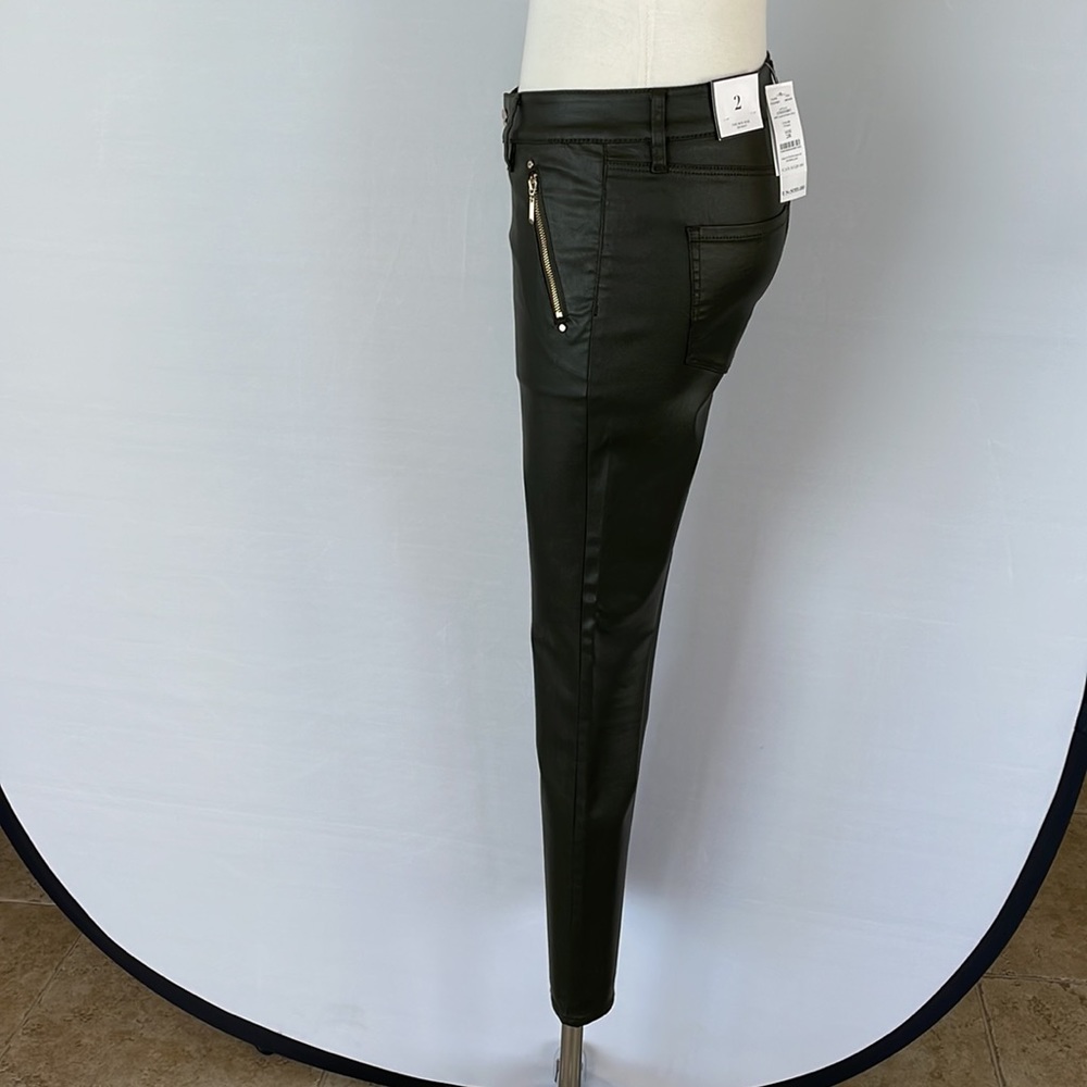 NWT WHBM MidRise Coated Moto Skinny Green 2R - Picture 15 of 16